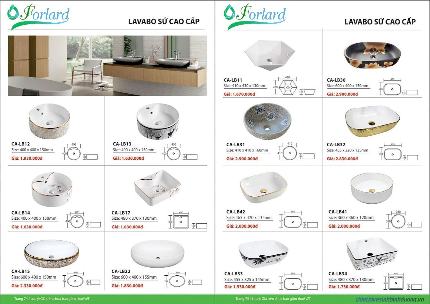 Thiết bị vệ sinh FORLARD Catalogue và Bảng giá mới nhất /Page 37